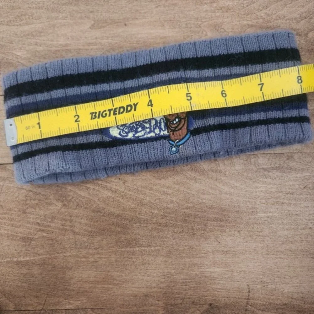Vintage 2002 Scooby-Doo Striped Knit Headband Grey Navy Y2K Hanna‎ Barbera